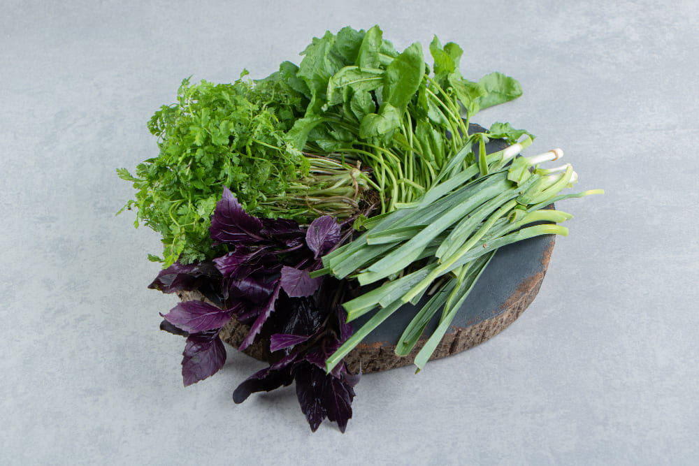 Leafy greens with nutrients