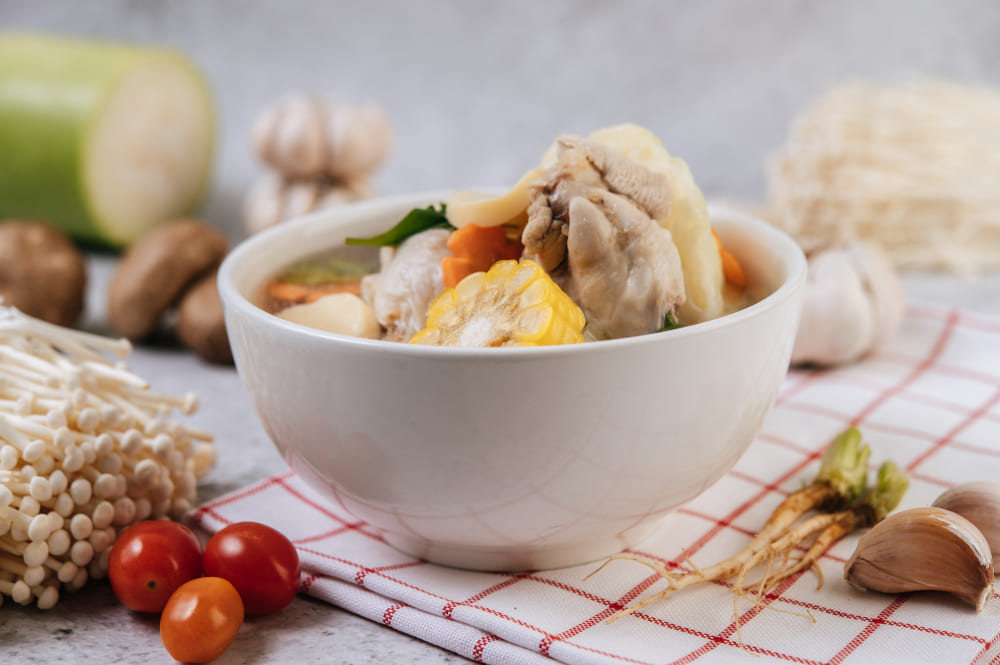 Warm soup and herbal drinks