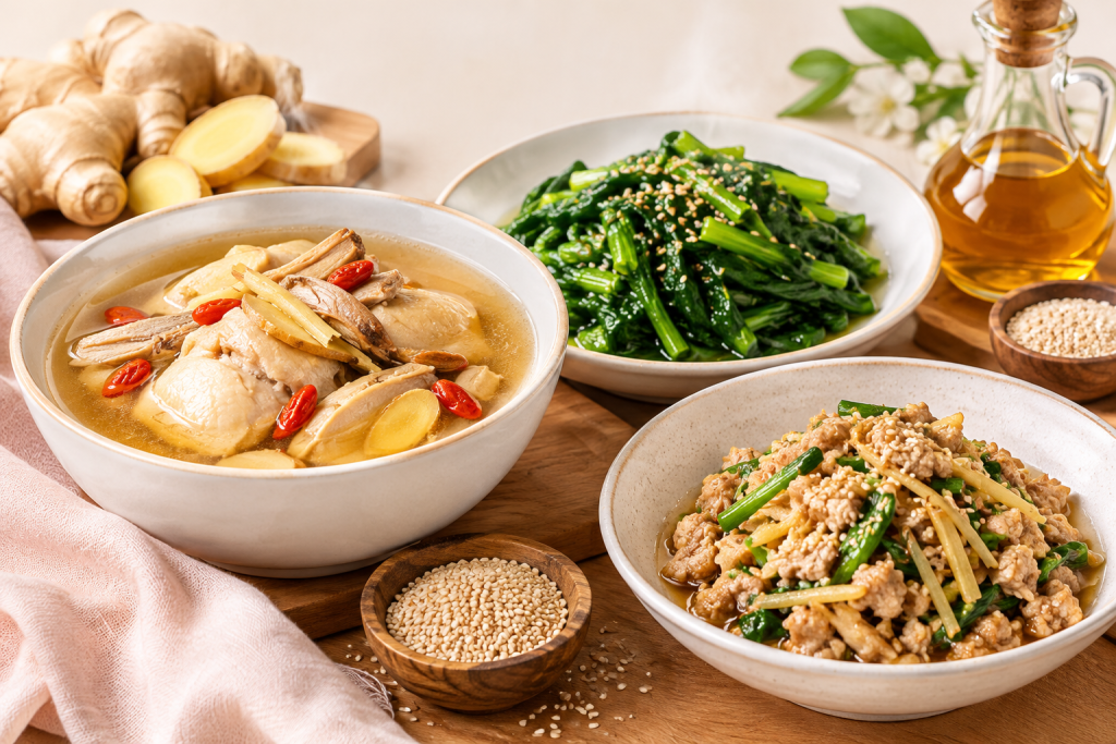 Ginger and Sesame Oil Dishes